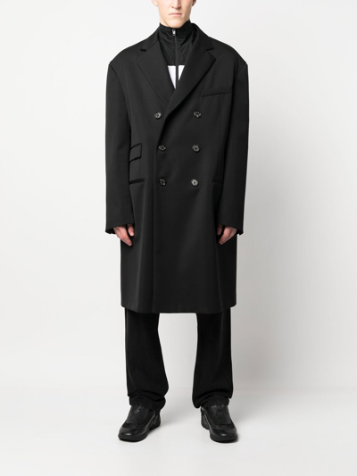 Shop 424 Double-breasted Oversize Coat In Black