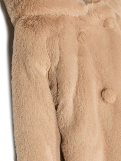 Shop Il Gufo Double-breasted Faux-fur Coat In Brown