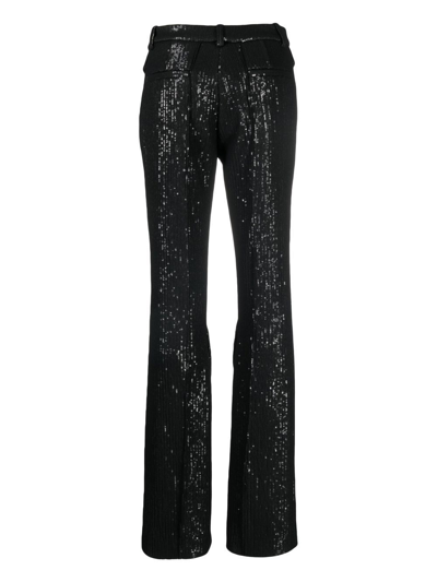 Shop The Mannei Sequin-embellished High-waisted Trousers In Black