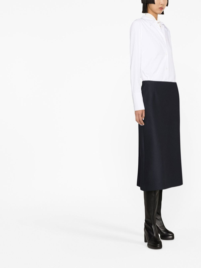 Shop Maison Margiela A-line Twill Midi Skirt In Blue