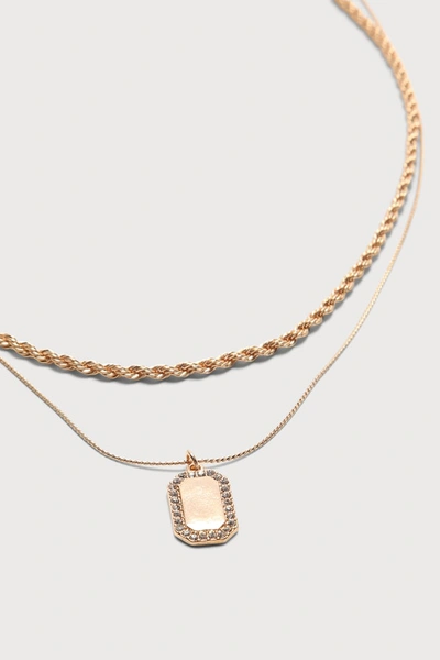 Shop Petit Moments Elijah Gold Rhinestone Pendant Rope Chain Layered Necklace