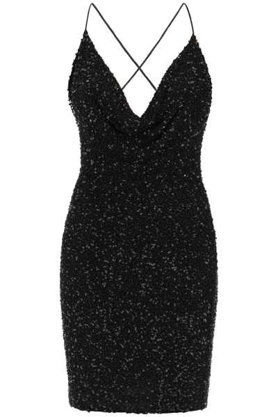 Shop Retroféte 'mindi' Mini Dress With Beads And Sequins In Black