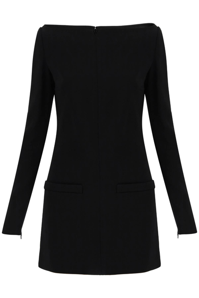 Shop Courrèges Viscose Crepe Mini Dress In Black