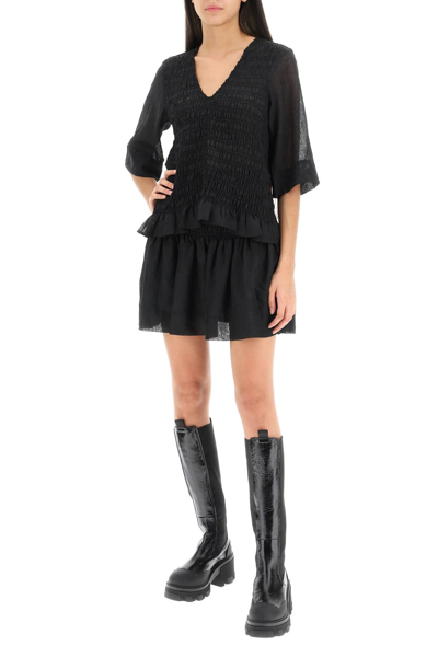 Shop Ganni Smock Mini Skirt In Black