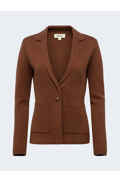 Shop L Agence Lacey Knit Blazer In Acorn In Brown