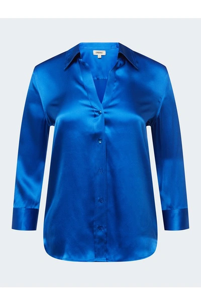 Shop L Agence Dani Blouse In Palace Blue