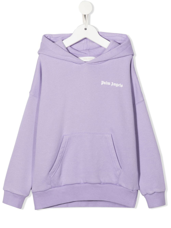 Palm Angels Kids graphic-print jersey hoodie - Purple