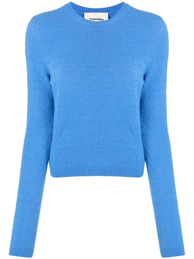 Shop Nanushka Round-neck Knit Jumper In Blue