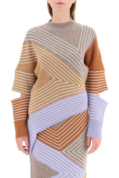 Shop Stella Mccartney 3d-stripes Asymmetric Sweater In Multicolor