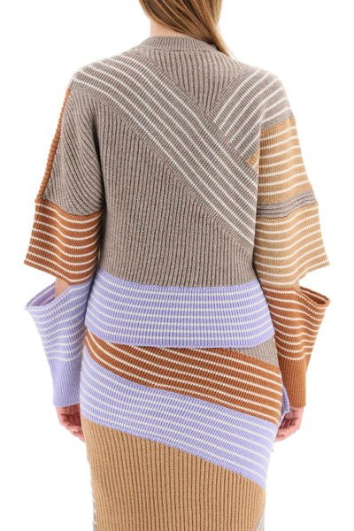 Shop Stella Mccartney 3d-stripes Asymmetric Sweater In Multicolor