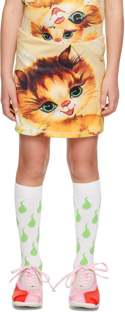 Shop Chopova Lowena Ssense Exclusive Kids Yellow Cat Eyes Ball Skort In Multi