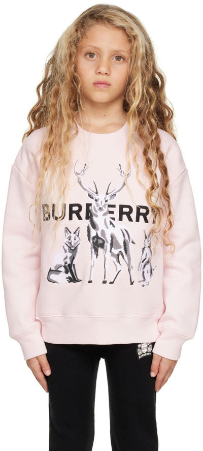 Shop Burberry Kids Pink Animal Kingdom Sweatshirt In Frosty Pink
