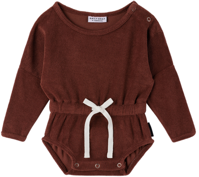 Daily Brat Baby Burgundy Joe Romper In Clay