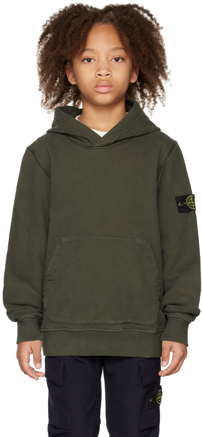 Shop Stone Island Junior Kids Green 61640 Hoodie In V0058 Olive