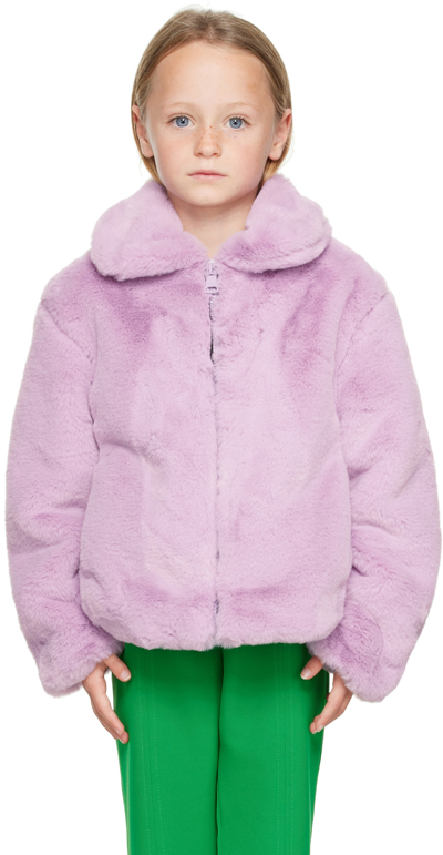Shop Msgm Kids Purple Zip Faux-fur Jacket In 71 Lilla