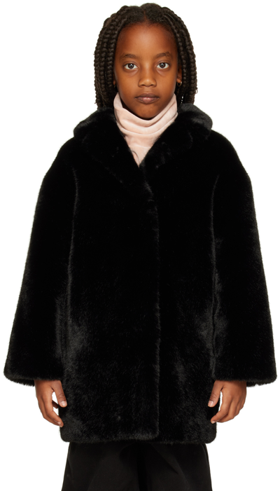 Shop Stand Studio Kids Black Camille Faux-fur Coat
