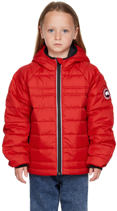 Shop Canada Goose Kids Red Bobcat Hoody Down Jacket