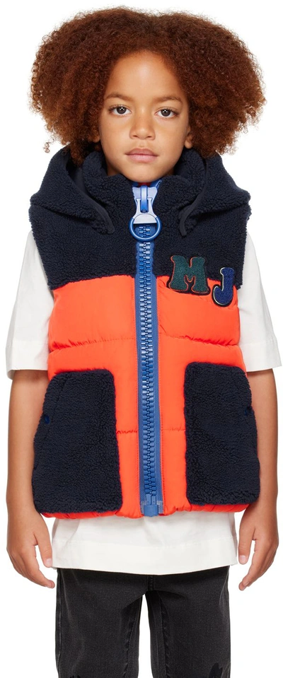 Shop Marc Jacobs Kids Navy & Orange Padded Vest In 407 Bright Orange