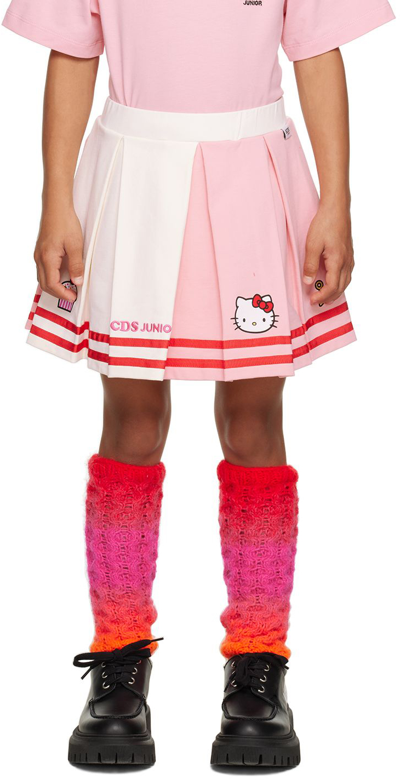 Shop Gcds Kids Pink & White Hello Kitty Edition Skirt In Cloud/quartz Pink