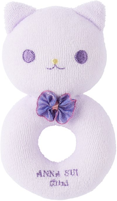 Anna Sui Mini Kids' Ssense Exclusive Baby Purple Cat Ring Rattle In Lavender 61