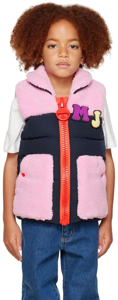 Shop Marc Jacobs Kids Pink & Navy Padded Vest In 84e Dark Blue