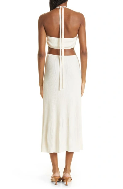 Shop Cult Gaia Cameron Cutout Waist Halter Neck Knit Dress In Off White
