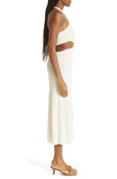 Shop Cult Gaia Cameron Cutout Waist Halter Neck Knit Dress In Off White