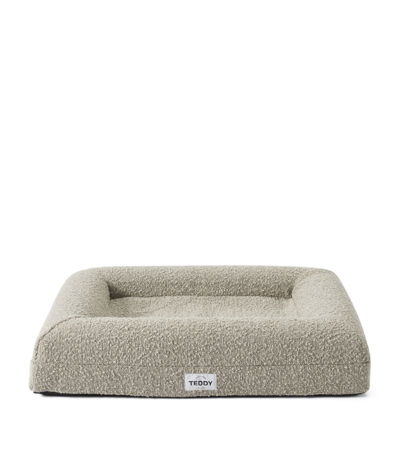 Shop Teddy London Small Bouclé Dog Bed In Grey