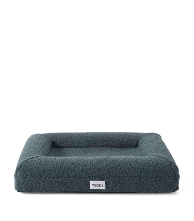 Shop Teddy London Small Bouclé Dog Bed In Blue