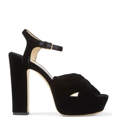 Shop Jimmy Choo Heloise 120 Velvet Platform Sandals In Black