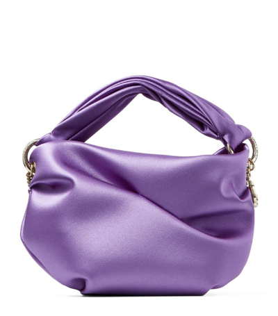 Shop Jimmy Choo Satin Bonny Shoulder Bag In Purple