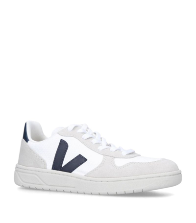 Shop Veja Suede V-10 Mesh Sneakers In White