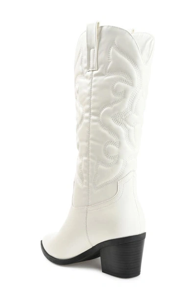 Journee Collection Women's Chantry Mid Shaft Western Boots In White