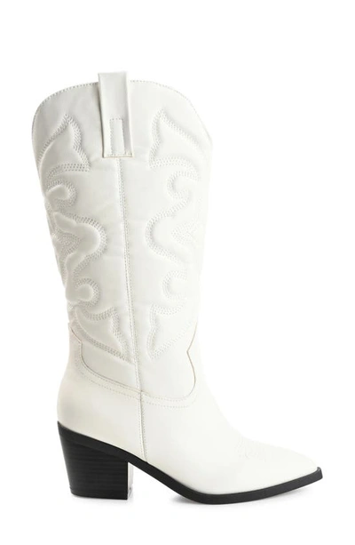 Journee Collection Women's Chantry Mid Shaft Western Boots In White