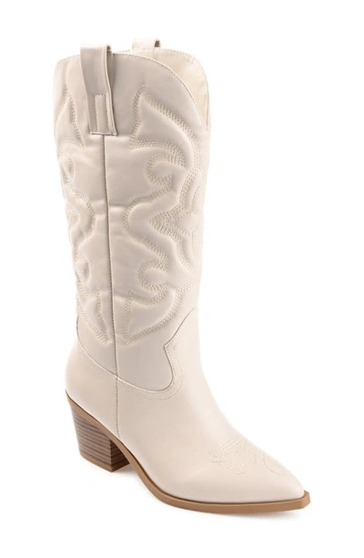 Journee Collection Women's Chantry Mid Shaft Western Boots In Beige