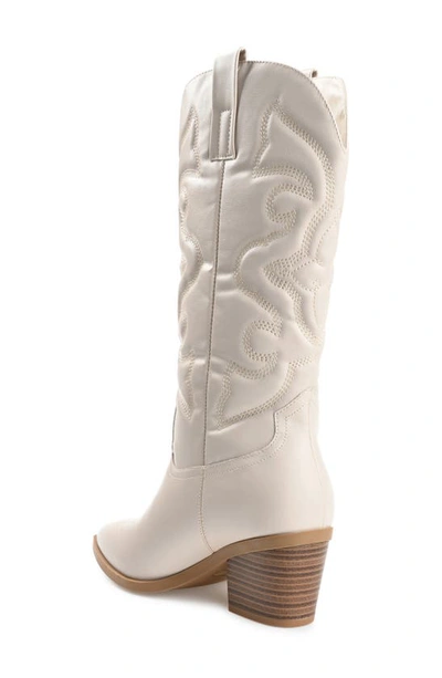 Journee Collection Women's Chantry Mid Shaft Western Boots In Beige