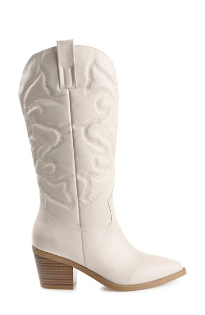 Journee Collection Women's Chantry Mid Shaft Western Boots In Beige