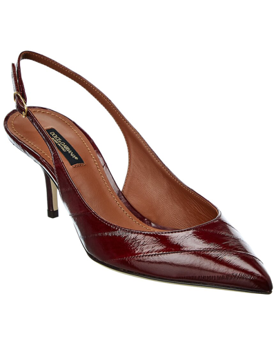 Shop Dolce & Gabbana Leather Slingback Pump In Red