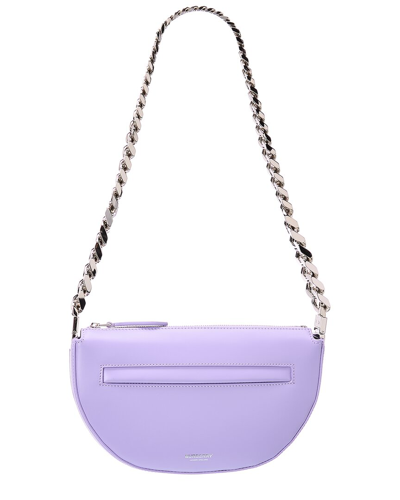 Shop Burberry Olympia Mini Leather Shoulder Bag In Purple