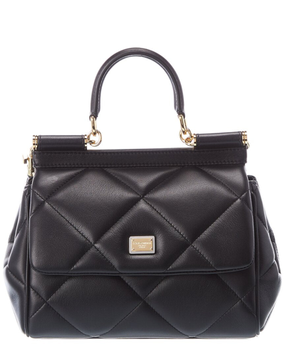 Shop Dolce & Gabbana Sicily Small Leather Satchel In Black