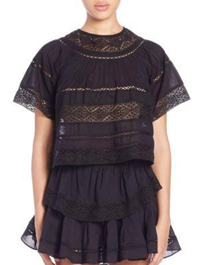 Shop Loveshackfancy Crochet Bella Top In Black