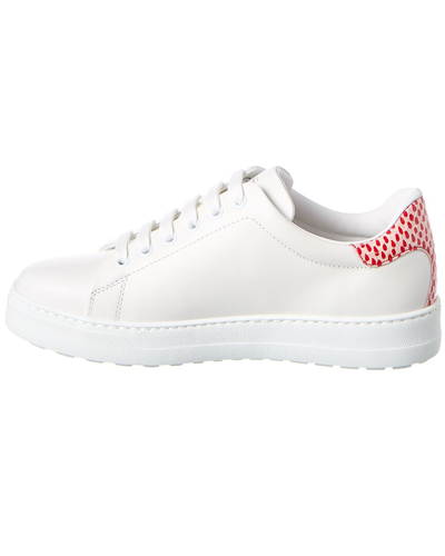 Shop Ferragamo Salvatore  Number Leather Sneaker In White