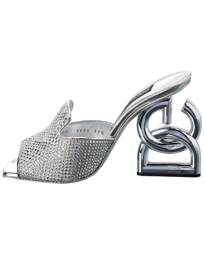 Shop Dolce & Gabbana Dg 3.5 Satin & Leather Sandal In Silver