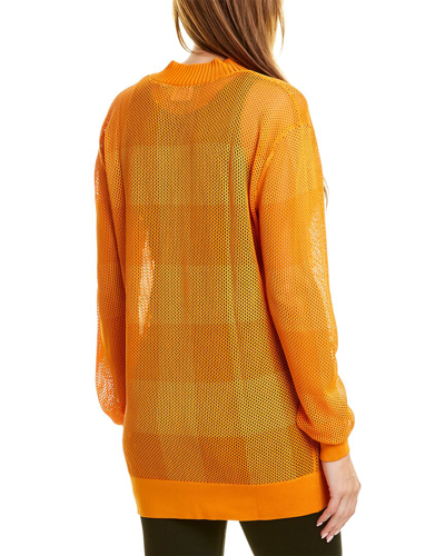 Shop Burberry Check Mesh Sweater In Yellow