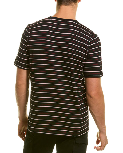 Shop Saint Laurent Striped Monogram T-shirt In Black