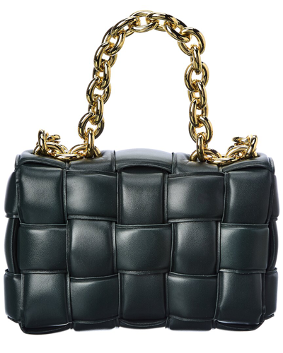 Shop Bottega Veneta The Chain Cassette Intrecciato Leather Shoulder Bag In Blue