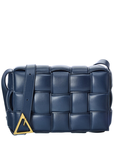 Shop Bottega Veneta Padded Cassette Leather Shoulder Bag In Blue