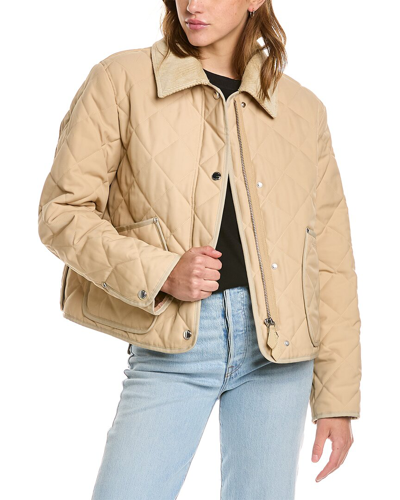 Shop Burberry Diamond Quilted Cropped Jacket In Beige