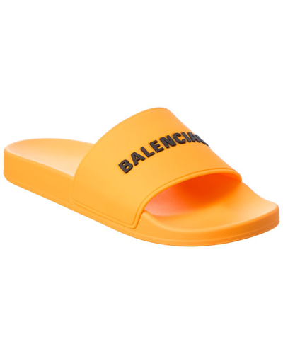 Shop Balenciaga Rubber Pool Slide In Orange
