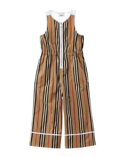 Shop Burberry Icon Stripe Jumpsuit In Yellow